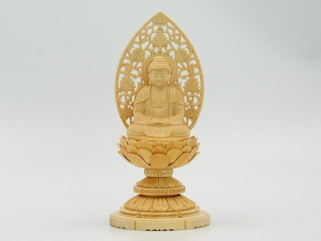 仏像　曹洞宗　座釈迦1.5寸　白木製 丸台座