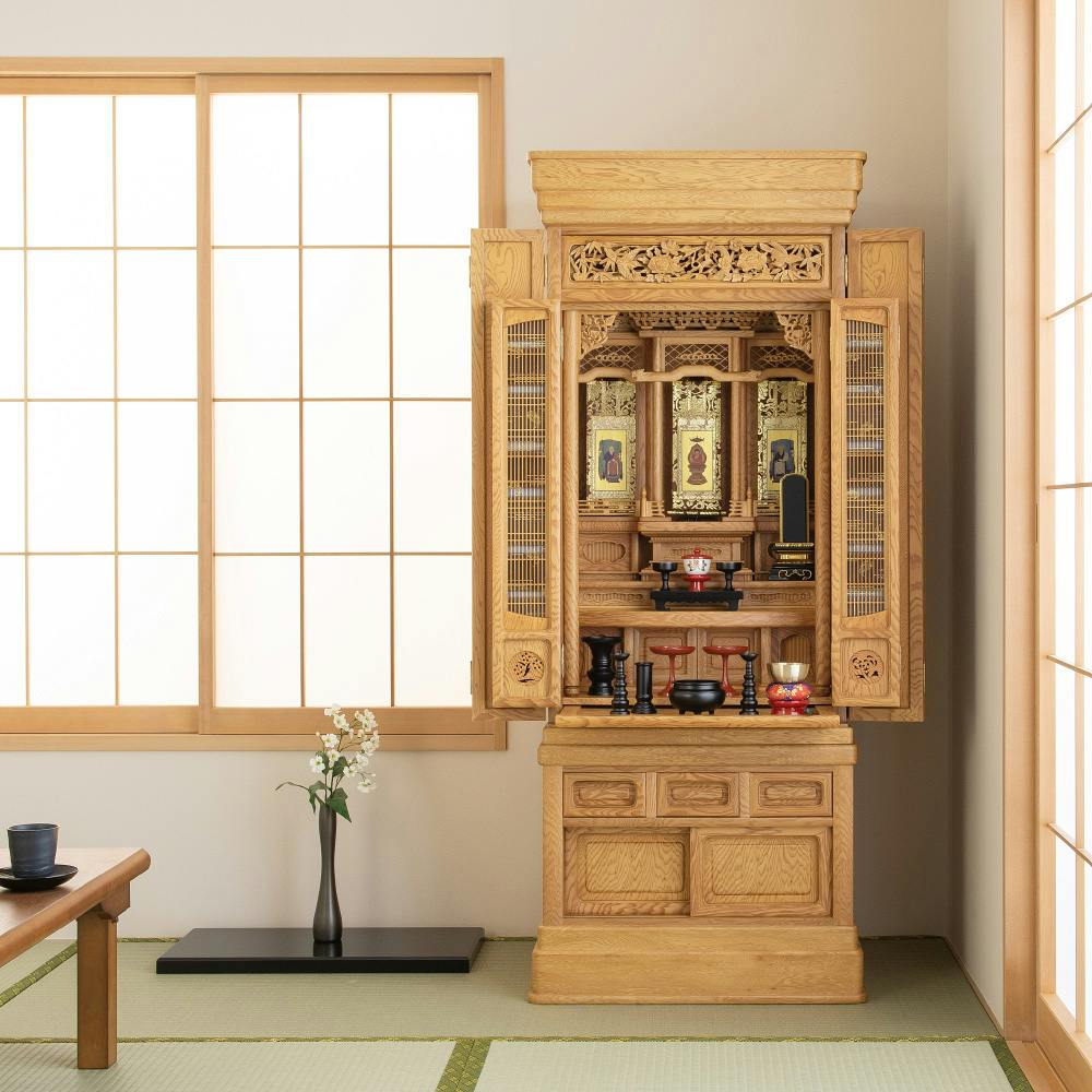 唐木仏壇 春光（しゅんこう）屋久杉 51×18号 高さ154m