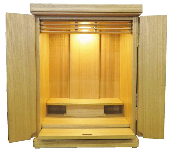 天然木貼りのシンプルな上置仏壇