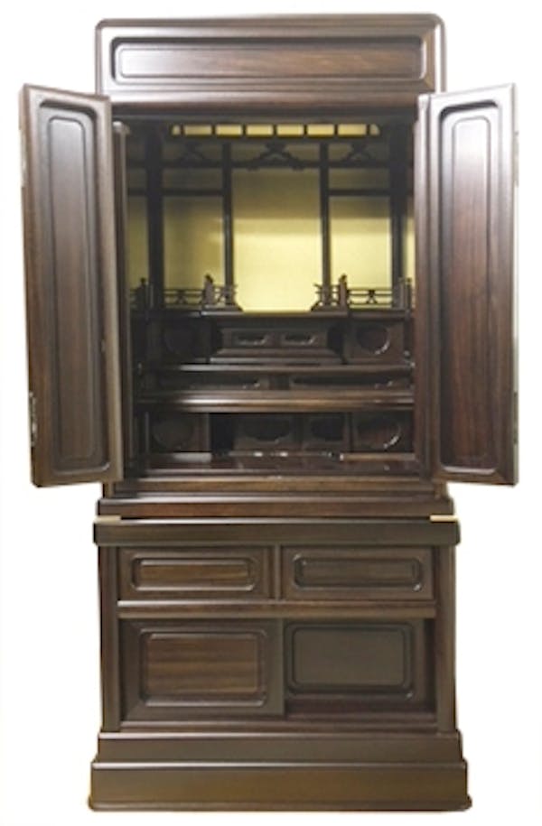 伝統型唐木仏壇　国産品　紫檀角丸型40号（高さ121ｃｍ）
