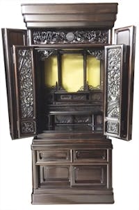 ☆東京都伝統工芸士 岩田芳樹作☆　　　　本黒檀支輪型台付（高さ138ｃｍ）